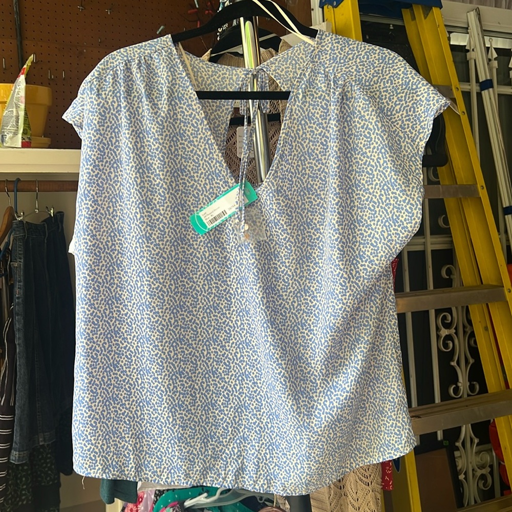 NWT StitchFix Lush “Jill” Pleated Blue Blouse